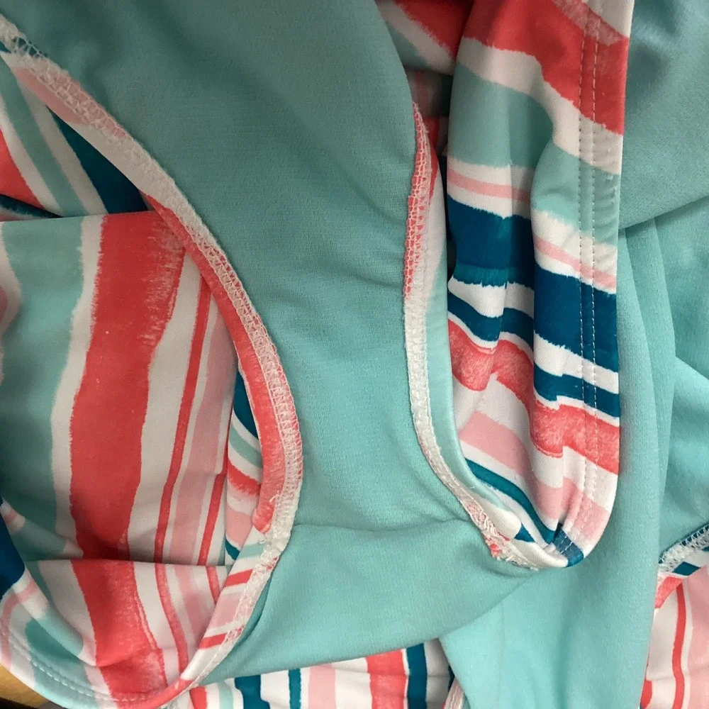 Eddie Bauer‎ Kids Swimsuit Striped Racerback One Piece Swimwear L (14/16)